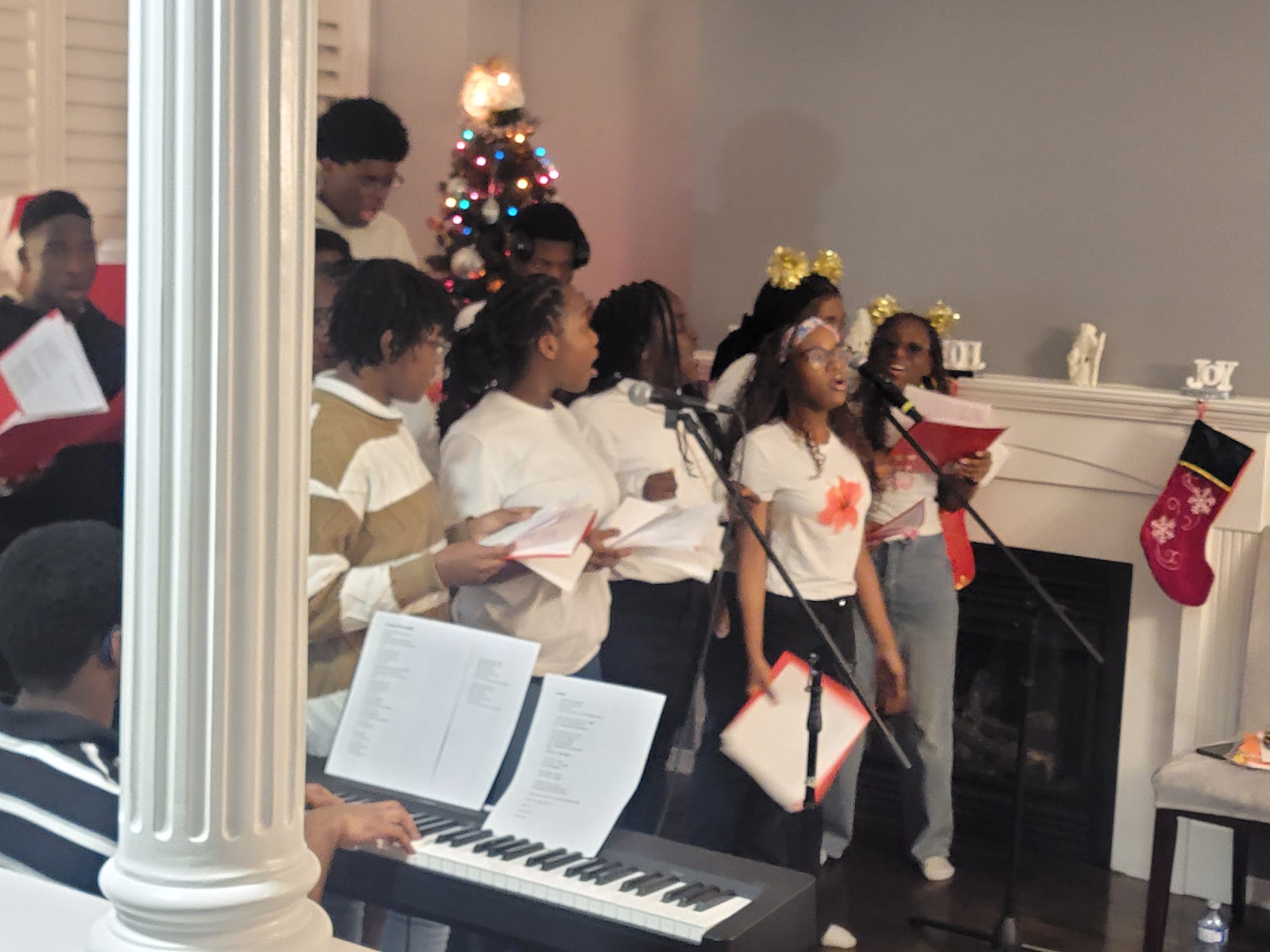 Youth choir performing at a holiday event