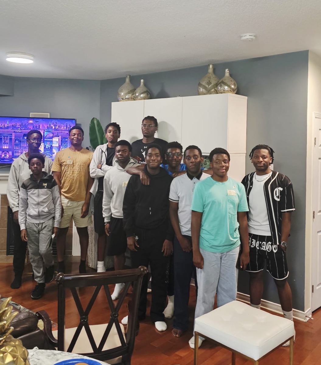 Young men in the program gathered for a group photo during the peer support circle day